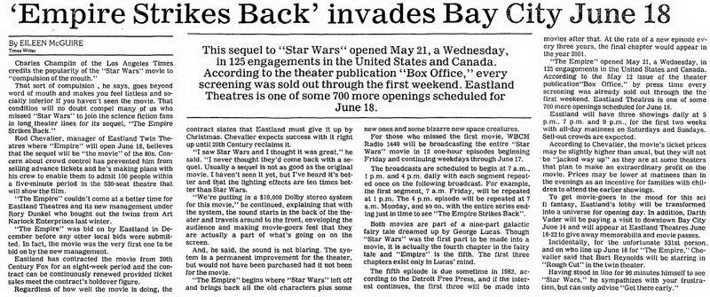 Eastland Twin Theatres - June 5 1980 Article